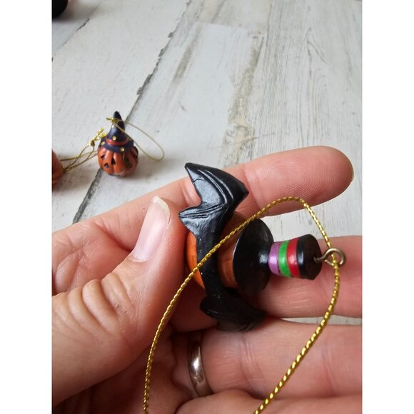 Mini pumpkin Halloween ornament jack-o'-lantern tree set lot bat which ornaments - Picture 9 of 9